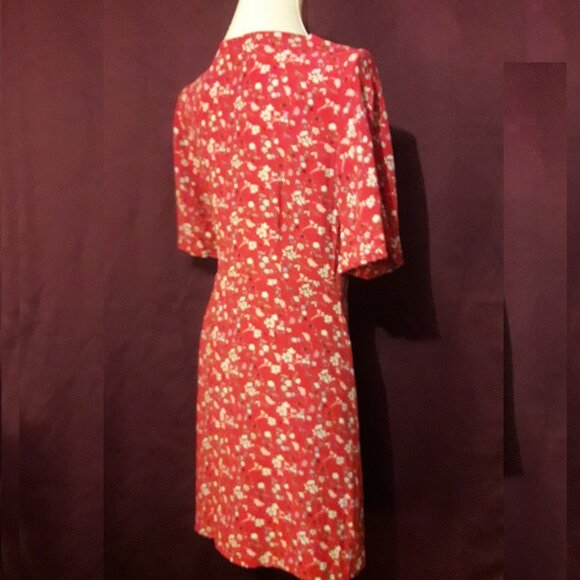 Sanctuary Pink Faux Wrap Floral Print Flutter Sleeve Boho Summer Dress Small - Picture 9 of 9